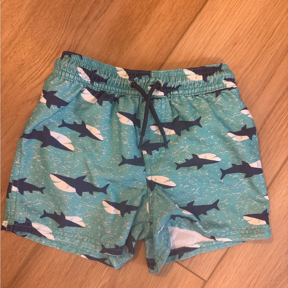 Carter's Aqua and Dark Blue Swim Shorts with Shark Print